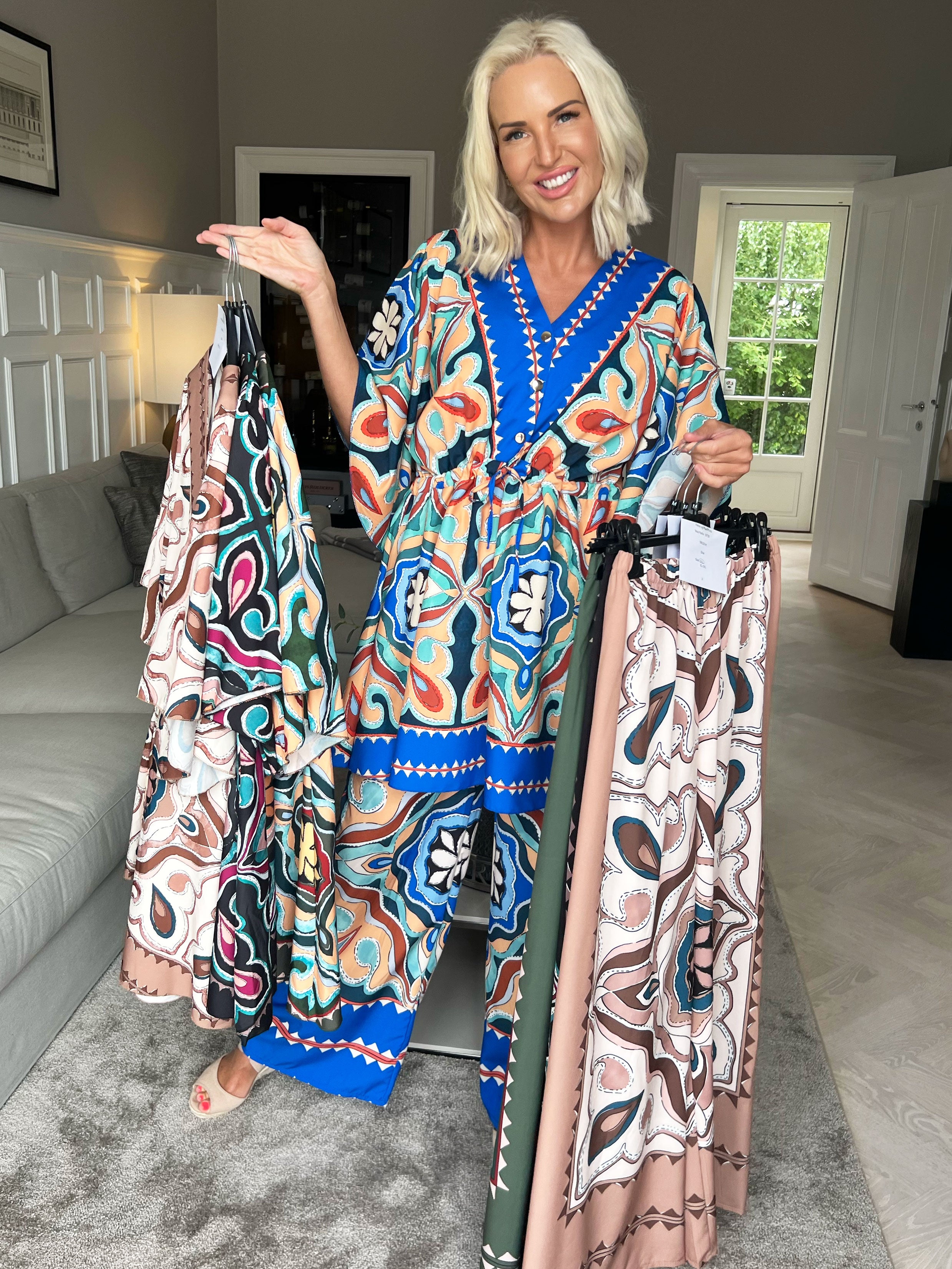 Yeva Tunika - Lang mønstret tunika med bindebånd